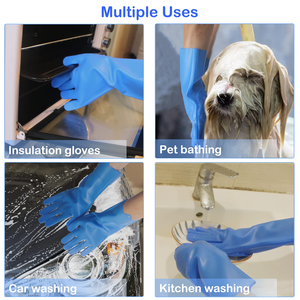 Pet Beauty Gloves Luxury Style Anti-Scratch Silicone 5 Finger Design for <b>Bathing</b> and Massaging <b>Dogs</b> (Sky Blue) Charge - Product Image 3