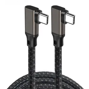 1.5m 100W 20Gbps 4K@60HZ braided 90 degree type c usb data cable in stock
