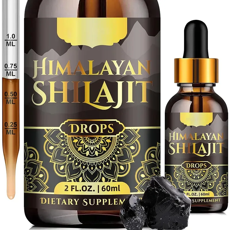 Saf Shilajit himalaya sıvı damla doğal iz mineraller Fulvic asit kompleksi Shilajit takviyesi bağışıklık desteği Shilajit damla