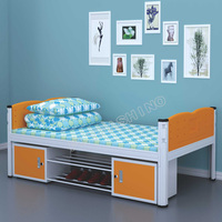 Lits superposés doubles en métal pour dortoir scolaire, avec étagère à chaussures intégrée, en acier robuste – Vente en gros