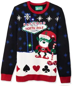 Großhandel FNJIA Herren Weihnachtspullover Rundhalsausschnitt gestrickter Pullover Weihnachtsmann Schädel hässlicher Weihnachtspullover