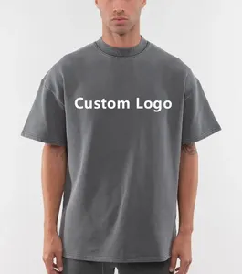 Hochwertiges Herren-T-Shirt mit Siebdruck Benutzer definiertes schweres T-Shirt aus Baumwolle Blank Mock Neck Heavyweight Overs ized Boxy T-Shirt