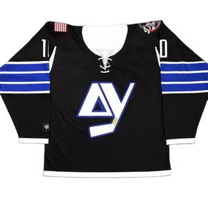 factory high quality plain cut and sew applique ice hockey jersey, tackle twill hockey jersey