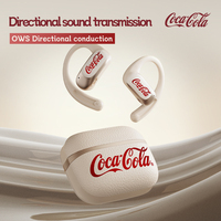 Écouteurs Bluetooth 5.3 Coca Cola T32 OWS avec micro, haut-parleurs 40 mm, Type-C, boîte d'emballage, écouteurs à crochet d'oreille