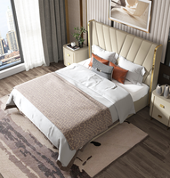 Cadre de lit en bois King Queen Size avec rangement, design moderne, mobilier de chambre à coucher solide pour la maison