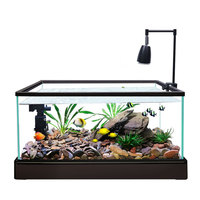 Aquarium en verre ultra transparent, réservoir à poissons transparent, 5 mm d'épaisseur, 5 L, rectangulaire, bord noir, pour la maison, le salon, le balcon, le bureau