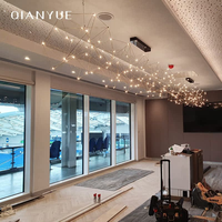 Lustre en fer cristal étoilé, design créatif et personnalisé, style européen, pour bar, avec bande lumineuse à économie d'énergie et télécommande