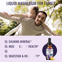 Glycinate de magnésium liquide 1000mg Supplément de magnésium avec fibre de cellulose Bromélaïne Vitamine Zinc Gouttes de magnésium