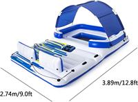 Chaises longues flottantes Ocean Lounge 12,8x9 pieds, lit flottant, ponton flottant, ponton gonflable pour bateau avec auvent