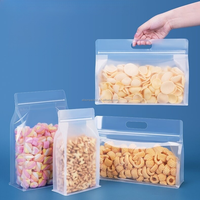 En stock, vente en gros, sac d'emballage alimentaire à fermeture éclair, sachet refermable transparent à fond plat pour poudre, collation, biscuits, noix, céréales, épices