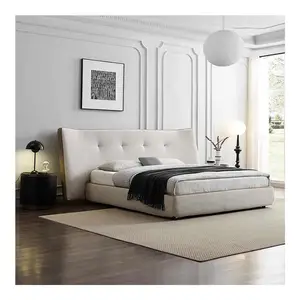 Simple Modern Light Luxury Bed Villa Italian Designer Home Bedroom Furniture Double Fabric Beds