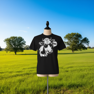 Camiseta de manga corta con estampado digital de Cow Meme Slang para adultos, unisex, con cuello redondo - Product Image 3