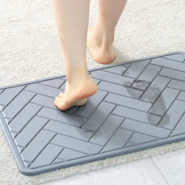 Anti slip fast drying engrave diatom earth bath stone mat for bathroom