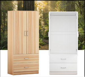 خزانة ملابس معدنية حديثة مخصصة بلون خشبي لغرفة النوم، خزانة تخزين بثلاثة أبواب - Product Image 4