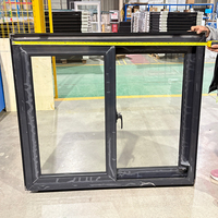 Schwarzes Aluminium-Doppelschiebefenster 70mm Profil mit Thermischer Trennung und Glas - Energieeffizientes Fenster OEM Maßanfertigung für Gebäude
