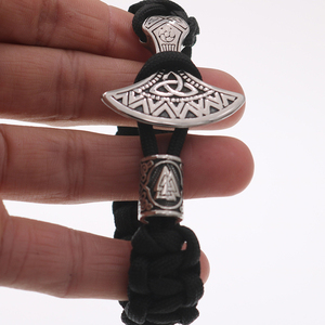 Moda de lujo vikingo nórdico Acero inoxidable brújula cuenta cuerda trenzada Thor Mjolnir martillo Paracord pulsera <span class=keywords><strong>para</strong></span> hombre - Product Image 5