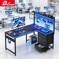 Bureau de jeu en L avec 3 tiroirs de rangement pour l'équipement d'e-sport – Vente en gros