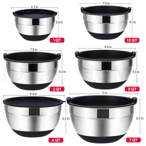 Cucina fabbrica di cottura all'ingrosso di alta qualità in acciaio inox ciotola di insalata con coperchio in Silicone nero - Product Image 5