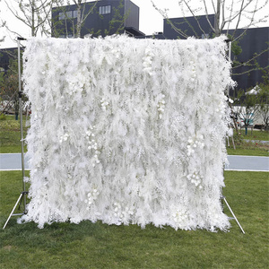 GOG063 5D高級秋色ウェディングイベント用造花ローズハンギングシルクフラワーアーチステージウォールバックドロップ8フィート×8フィートメタルマリッジ - Product Image 1