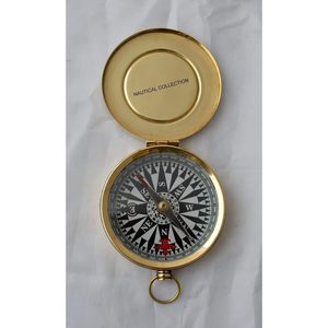 Boussole Nautique en Laiton et Verre, Style Nautique, Pointeur Magnétique Directionnel, Portable avec Anneau de Suspension, Idéale pour la Randonnée - Product Image 4