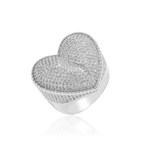 Anillo de Hip Hop con Forma de Corazón, Anillo de Zirconia en Forma de Corazón, Accesorios de Hip Hop para Raperos - Product Image 1
