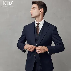 Terno masculino, vestido de noiva azul escuro, roupa formal de negócios, alta costura, high-end, outono e inverno