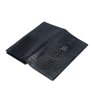 Noir 3D Crocodile Motif En Cuir Véritable Hommes Multifonctionnel Grande Capacité Affaires Long Italie Portefeuille - Product Image 3