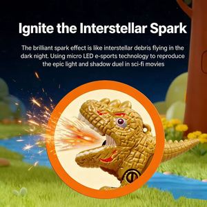 Éxito transfronterizo: Llavero colgante de dibujos animados para niños con diseño de dinosaurio tirano triangular flameante, con encendido por pulsación, juguete antiestrés - Product Image 3