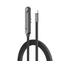 Câble de données USB-C 2 ports 240W à charge rapide avec support pliable, gaine tressée et conducteur en cuivre pour iPhone 17/16 et ordinateur de bureau