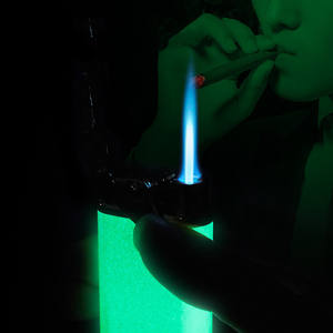 कस्टम छवि लोगो Refillable Windproof नीले लौ चमकदार सिगरेट लाइटर चमक में अंधेरे जेट आग गैस ब्यूटेन मशाल लाइटर - Product Image 3