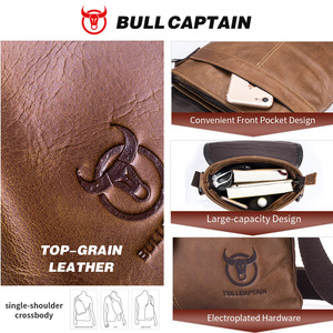 Bolso Bandolera de Cuero para Hombre BULLCAPTAIN, Estilo Vintage, para Trabajo, con Espacio para Tablet de 9.7 Pulgadas, Bolso Cruzado de Cuero Genuino - Product Image 3