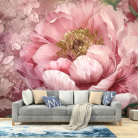 Nouveau Papier Peint Mural Non Tissé Rose Floral Rétro Personnalisé 2026 pour Chambre à Coucher, Fond Chaleureux, Papier Peint Adhésif Décollable et Collable
