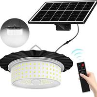 Lampe solaire TSINYE pour abri de jardin, éclairage extérieur/intérieur, détecteur de mouvement, lampe suspendue, lampes solaires avec télécommande, 5 modes pour garage