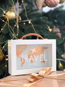<span class=keywords><strong>Hucha</strong></span> rectangular de viaje <span class=keywords><strong>para</strong></span> adultos, diseño de mapa mundial, con asa blanca, <span class=keywords><strong>para</strong></span> vacaciones, fondo de luna de miel y aventuras - Product Image 4