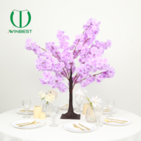 Pohon Bunga Sakura Lavender Buatan yang Menyerupai Asli untuk Dekorasi Meja Pernikahan, Bunga Buatan untuk Pesta Pernikahan