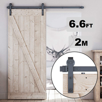 Kit de quincaillerie pour porte de grange en acier moulé massif, revêtement noir, étanche, avec roulettes supérieures de 3 pieds pour mini-porte de grange en bois - Vente en gros
