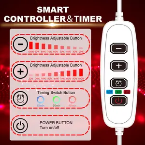 Lâmpada de terapia de luz vermelha 140LED 660nm com temporizador, luz vermelha de terapia com base para o corpo, terapia de lâmpada infravermelha cuidados com a pele