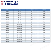 Diodes redresseuses à barrière Schottky 17 valeurs 1N5819 1N5822 1N5817 SR5100 SR3100 SR560 SR5200 1N5818 SR360 SR160 SR540 SR5150 SR240
