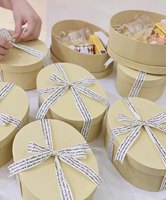 Boîte cadeau ovale élégante en kraft rigide, personnalisable, recyclable, en papier kraft, décoration, emballage cadeau pour Noël, la Saint-Valentin