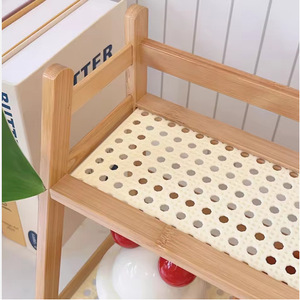 Bamboo Double Layer <b>Desktop</b> Storage Rack Rectangle Standing Type 2 Tier Desk Organizer Neatening Storage Simple Style - Product Image 2
