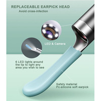 Nettoyeur d'oreilles visuel sans fil intelligent, rechargeable, type-C, endoscope électrique, outil d'élimination de la cire, 6 lumières LED, cure-oreilles avec caméra HD