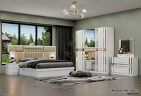Ensemble de chambre à coucher turque complet, lit king size, cadre en bois double, mobilier de chambre moderne de luxe à prix abordable