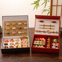 Boîte à sushi haut de gamme personnalisée, écologique, recyclable, en carton magnétique, avec compartiments pour sauces, pour la restauration