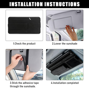 Organizer Pelindung Matahari Mobil dengan Tempat Kacamata, Slot Kartu, Permukaan Kulit Lembut Anti Gores, Aksesori Penyimpanan Interior Mobil - Product Image 5