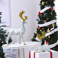 Weihnachtliche Kreative Paar-Hirsch-Statue aus Kunstharz im Europäischen Stil für Wohnzimmer TV-Schrank Heimdekoration Einweihungsgeschenke
