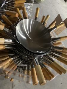 <span class=keywords><strong>Wok</strong></span> de Acero Inoxidable con Asas de Madera, Doble Asa, Fondo Redondo, Sin Recubrimiento, para Estufa de Gas, Uso Comercial, Sartén para Saltear, Gran Capacidad - Product Image 4