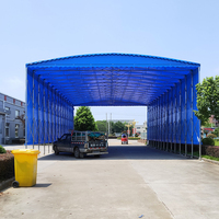 Abri de Pluie Coulissant Extérieur Multifonctionnel Mobile, Tente Télescopique sur Roulettes pour Garages, Auvents et Abris de Voiture