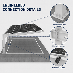 Sistema de Montaje para Cocheras Solares Comerciales, Personalizado por Fábrica (OEM/ODM), Estructura de Soporte para Paneles Fotovoltaicos - Product Image 4