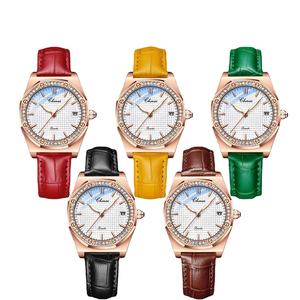 CHENXI 8248 Montre à quartz pour femme, luxe, alliage, acier inoxydable, bracelet en cuir, mode, affaires, incrustation de diamants, étanche 3BAR, 33mm - Product Image 1