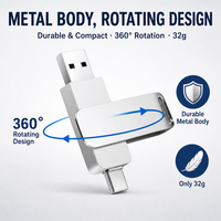 Clé USB en métal 64 Go 128 Go 256 Go Type C Double USB 3.0 Haute Vitesse OTG Design Pivotant